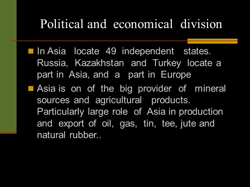 Political and  economical  division In Asia   locate  49 